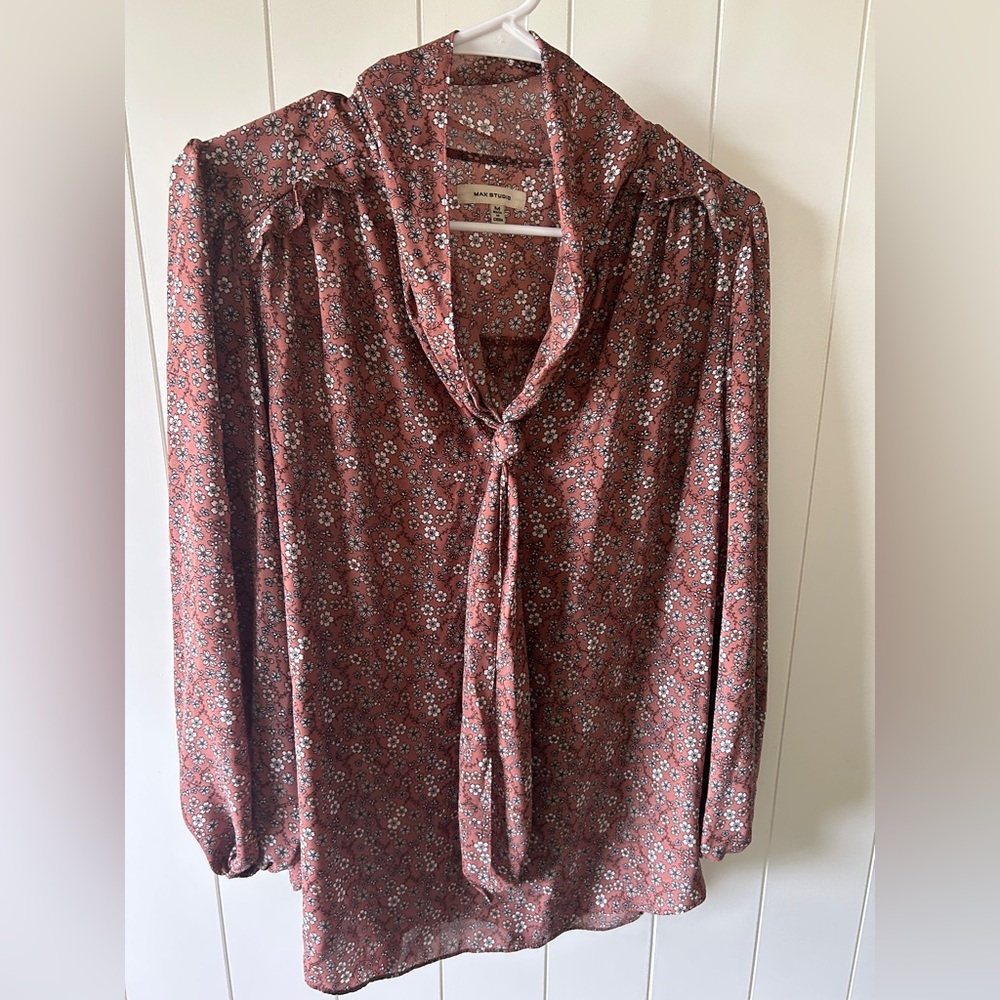 Max Studio Floral Blouse in Salmon Pink